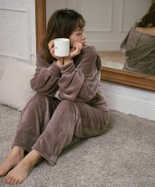 VIS（ビス）の「【ViSage】【MARION CREPESコラボ】WHIPフード＆パンツセットアップ（ルームウェア/パジャマ・レディース・ブラウン/キナリ・FREE）」の7枚目の写真