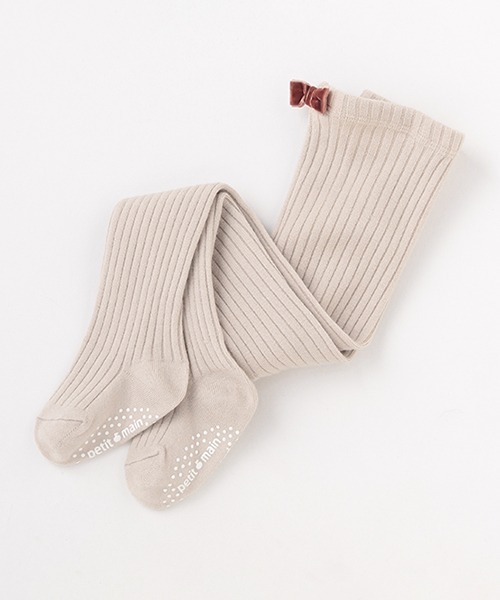 petit main(プティマイン)の「ウール混リブタイツ(タイツ/ストッキング・キッズ・ブラック/パープル/オフホワイト/ライトベージュ・80cm/90cm/110cm/100cm/120cm/130cm)」の4枚目の写真