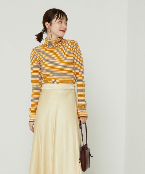 FREAK'S STORE（フリークスストア）の「ウォッシャブルボーダータートルネックニット（ニット/セーター・レディース・ブラック/オフホワイト/ブルー/イエロー/グリーン/ネイビー/ナチュラル・ﾌﾘ-）」の10枚目の写真