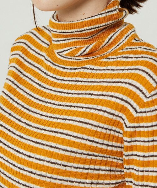 FREAK'S STORE（フリークスストア）の「ウォッシャブルボーダータートルネックニット（ニット/セーター・レディース・ブラック/オフホワイト/ブルー/イエロー/グリーン/ネイビー/ナチュラル・ﾌﾘ-）」の8枚目の写真