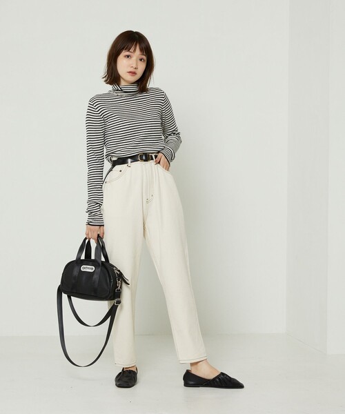 FREAK'S STORE（フリークスストア）の「ウォッシャブルボーダータートルネックニット（ニット/セーター・レディース・ブラック/オフホワイト/ブルー/イエロー/グリーン/ネイビー/ナチュラル・ﾌﾘ-）」の13枚目の写真