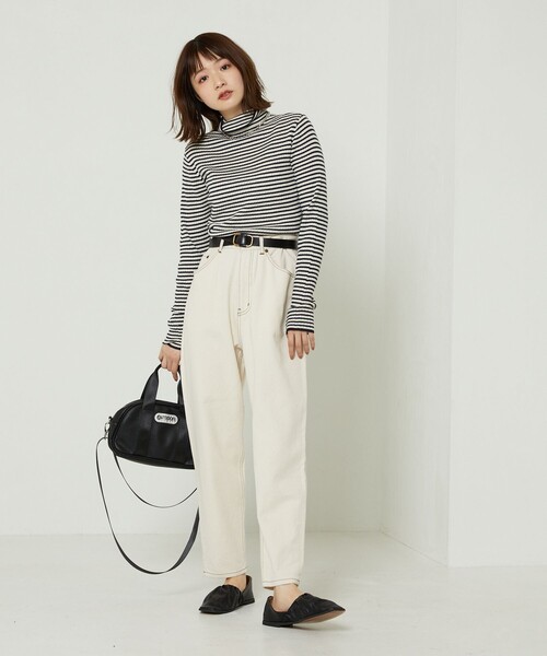 FREAK'S STORE（フリークスストア）の「ウォッシャブルボーダータートルネックニット（ニット/セーター・レディース・ブラック/オフホワイト/ブルー/イエロー/グリーン/ネイビー/ナチュラル・ﾌﾘ-）」の14枚目の写真