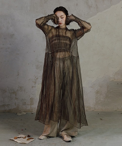MURMURMI】Wrinkled silk shear loose dress chw22s005