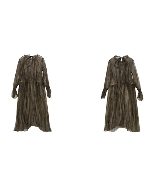 MURMURMI】Wrinkled silk shear loose dress chw22s005