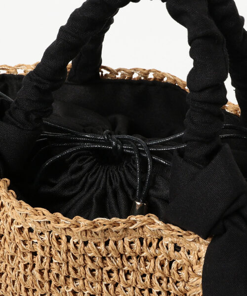 Ray BEAMS（レイビームス）の「Ray BEAMS / リボン ペーパー トートバッグ（かごバッグ・レディース・ブラック/グリーン系その他2・ONE SIZE）」の12枚目の写真
