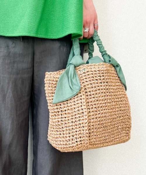 Ray BEAMS（レイビームス）の「Ray BEAMS / リボン ペーパー トートバッグ（かごバッグ・レディース・ブラック/グリーン系その他2・ONE SIZE）」の20枚目の写真