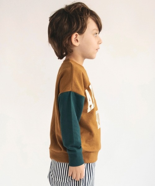 BRANSHES（ブランシェス）の「【カレッジロゴ】カラースリーブトレーナー（スウェット・キッズ・レッド/杢グレー/キャメル/ネイビー・120/140/90/100/110/130/150）」の22枚目の写真