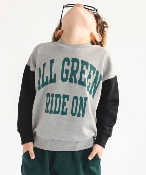 BRANSHES（ブランシェス）の「【カレッジロゴ】カラースリーブトレーナー（スウェット・キッズ・レッド/杢グレー/キャメル/ネイビー・120/140/90/100/110/130/150）」の6枚目の写真