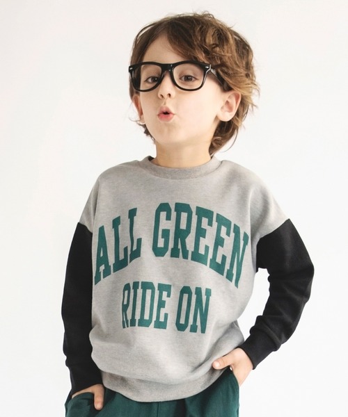 BRANSHES（ブランシェス）の「【カレッジロゴ】カラースリーブトレーナー（スウェット・キッズ・レッド/杢グレー/キャメル/ネイビー・120/140/90/100/110/130/150）」の5枚目の写真