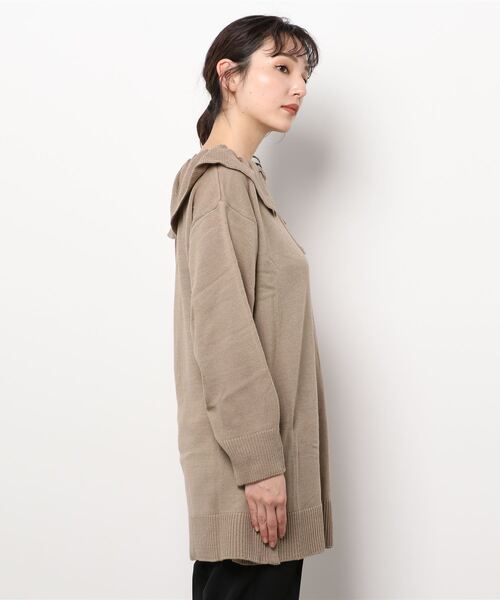 ehka sopo（エヘカソポ）の「キーネック衿付ニット（ニット/セーター・レディース・ブラック/ベージュ/グリーン・ﾌﾘ-）」の4枚目の写真