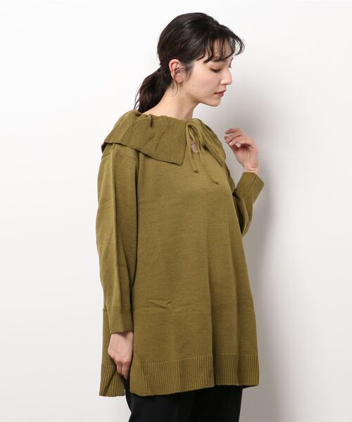 ehka sopo（エヘカソポ）の「キーネック衿付ニット（ニット/セーター・レディース・ブラック/ベージュ/グリーン・ﾌﾘ-）」の7枚目の写真