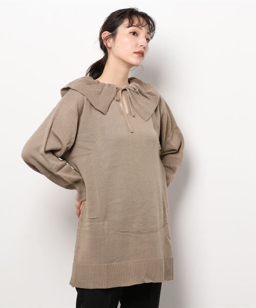 ehka sopo（エヘカソポ）の「キーネック衿付ニット（ニット/セーター・レディース・ブラック/ベージュ/グリーン・ﾌﾘ-）」の8枚目の写真