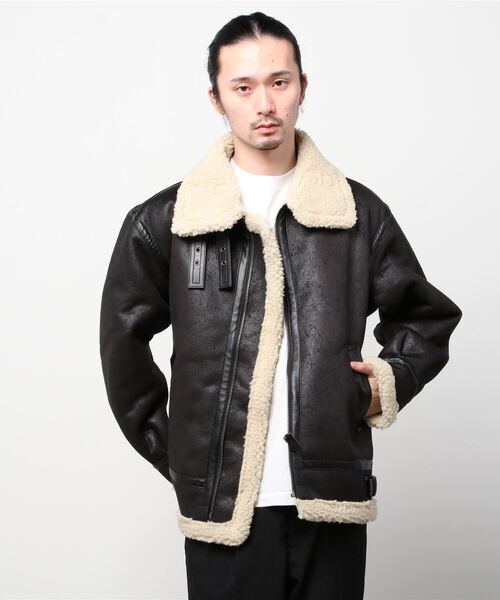 Alpha Industries(アルファインダストリーズ)の「【ALPHA INDUSTRIES/アルファインダストリーズ】フェイクムートンボアジャケット B-3ジャケット TA1548(ミリタリージャケット・メンズ・ブラック/ブラウン・MEDIUM/LARGE/X-LARGE)」の2枚目の写真
