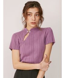 チャイナショートニットトップス