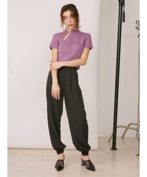 EVRIS(エヴリス)の「チャイナショートニットトップス(ニット/セーター・レディース・グリーン/パープル/ホワイト/ブラック・FREE)」の15枚目の写真