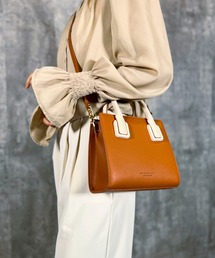 牛床革2wayバイカラーミニハンドバッグ