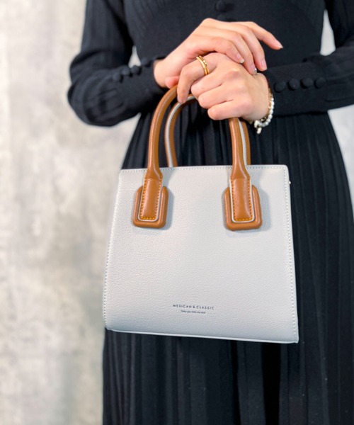 SAISON DE PAPILLON(セゾンドパピヨン)の「牛床革2wayバイカラーミニハンドバッグ(ハンドバッグ・レディース・ブラウン/グレー・フリー)」の7枚目の写真