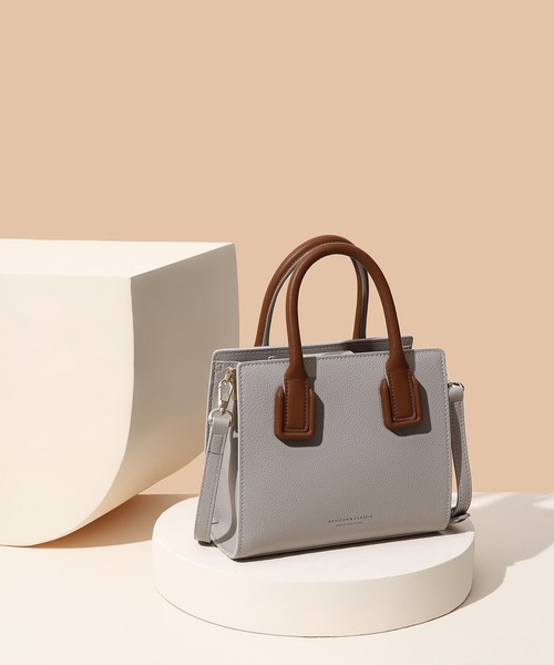 SAISON DE PAPILLON(セゾンドパピヨン)の「牛床革2wayバイカラーミニハンドバッグ(ハンドバッグ・レディース・ブラウン/グレー・フリー)」の3枚目の写真