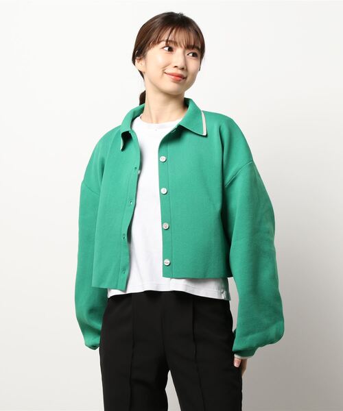 nemne store（ネンネストア）の「ライン入り衿付き配色カラーカーディガン（カーディガン/ボレロ・レディース・アイボリー/グリーン/ピンク/オレンジ・フリー）」の8枚目の写真