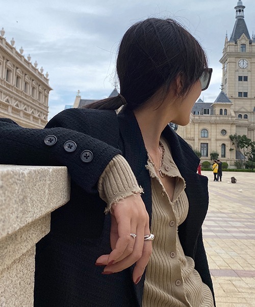 chuclla(チュクラ)の「【chuclla】【2022SS】Frayed design rib knit cardigan chw22s043(カーディガン/ボレロ・レディース・ブラック/ベージュ・FREE)」の14枚目の写真