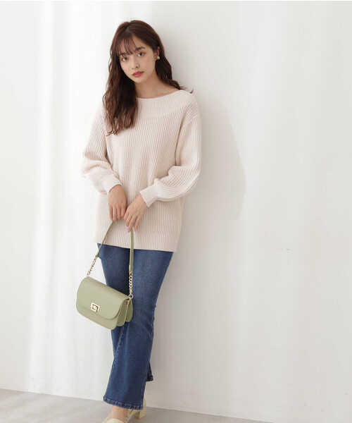 PROPORTION BODY DRESSING（プロポーションボディドレッシング）の「片畦ボートネックルーズニット / 1212170110（ニット/セーター・レディース・パープル/オフホワイト/ライトグリーン・FREE）」の22枚目の写真