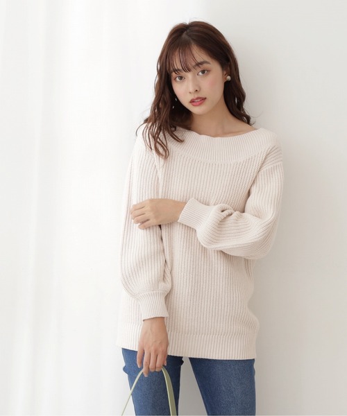 PROPORTION BODY DRESSING（プロポーションボディドレッシング）の「片畦ボートネックルーズニット / 1212170110（ニット/セーター・レディース・パープル/オフホワイト/ライトグリーン・FREE）」の2枚目の写真