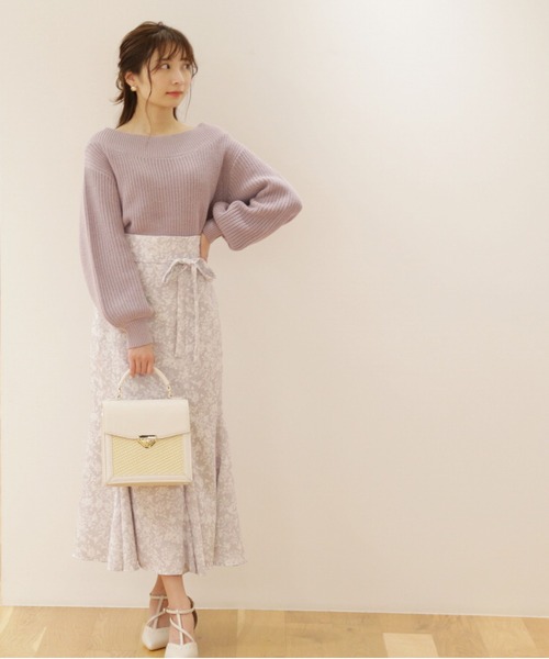 PROPORTION BODY DRESSING（プロポーションボディドレッシング）の「片畦ボートネックルーズニット / 1212170110（ニット/セーター・レディース・パープル/オフホワイト/ライトグリーン・FREE）」の9枚目の写真