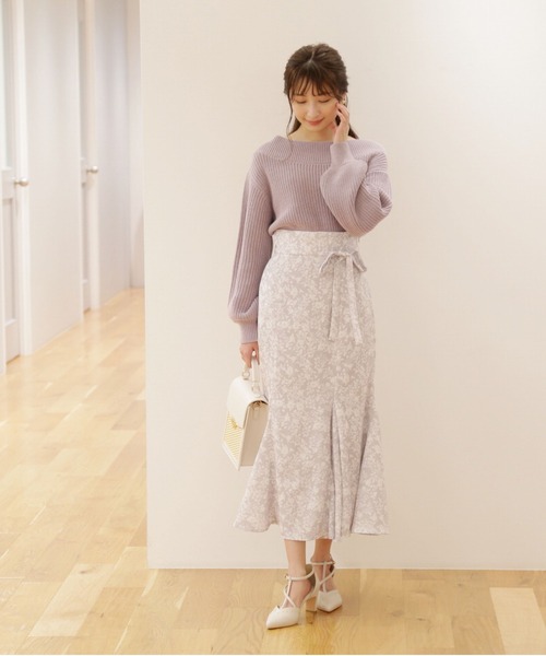 PROPORTION BODY DRESSING（プロポーションボディドレッシング）の「片畦ボートネックルーズニット / 1212170110（ニット/セーター・レディース・パープル/オフホワイト/ライトグリーン・FREE）」の10枚目の写真