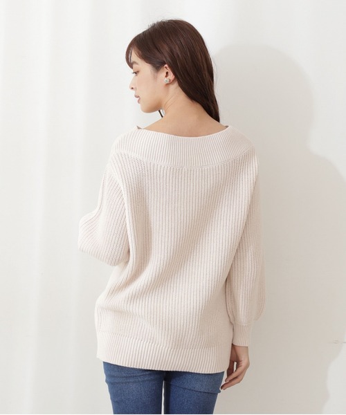 PROPORTION BODY DRESSING（プロポーションボディドレッシング）の「片畦ボートネックルーズニット / 1212170110（ニット/セーター・レディース・パープル/オフホワイト/ライトグリーン・FREE）」の5枚目の写真