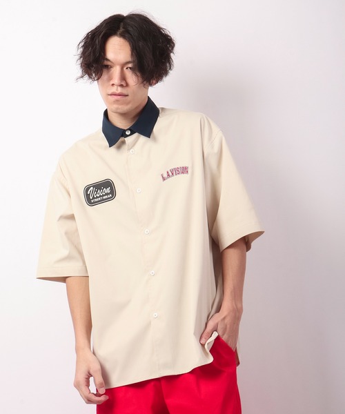 VISION STREET WEAR(ヴィジョンストリートウェア)の「VISION STREET WEAR ワッペンクレリックBIGシャツ(シャツ/ブラウス・メンズ・チャコールグレー/グリーン/アイボリー・LL/M/L)」の2枚目の写真