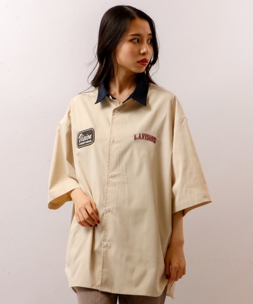 VISION STREET WEAR(ヴィジョンストリートウェア)の「VISION STREET WEAR ワッペンクレリックBIGシャツ(シャツ/ブラウス・メンズ・チャコールグレー/グリーン/アイボリー・LL/M/L)」の14枚目の写真