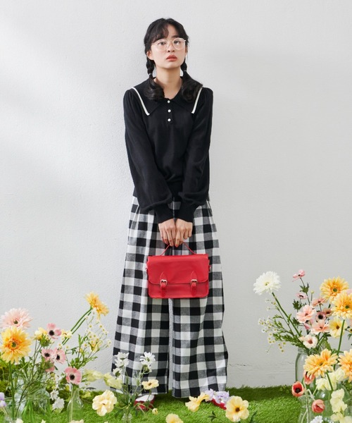 MERLOT（メルロー）の「ころころボタンポロトップス（ニット/セーター・レディース・ホワイト/ブラック/グリーン・FREE）」の9枚目の写真