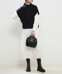 【WEB限定】ケーブルベスト×プチハイワンピースセット