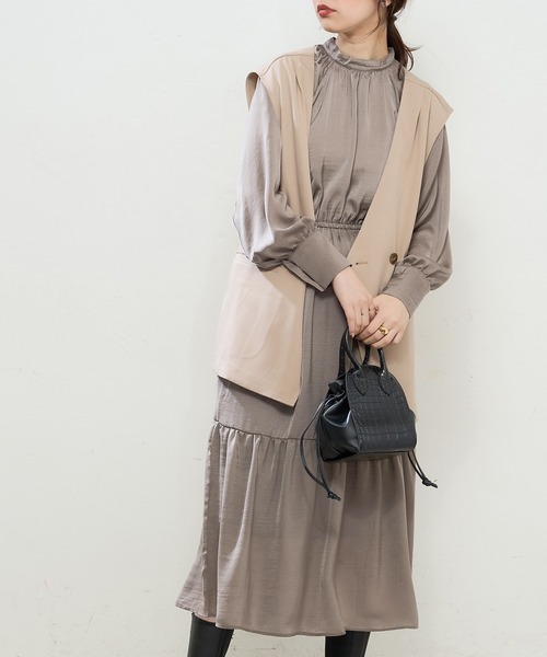 natural couture(ナチュラルクチュール)の「【WEB限定】ケーブルベスト×プチハイワンピースセット(ワンピース・レディース・オフホワイト/ブラック/モカ/ベージュ/サックスブルー・FREE)」の16枚目の写真