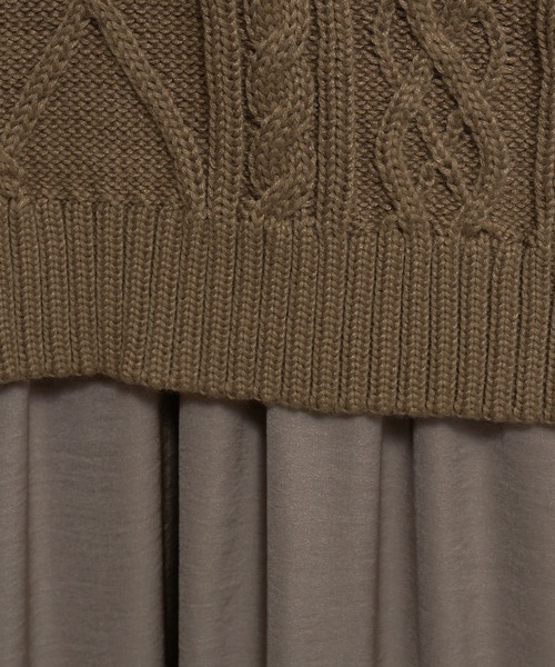 natural couture(ナチュラルクチュール)の「【WEB限定】ケーブルベスト×プチハイワンピースセット(ワンピース・レディース・オフホワイト/ブラック/モカ/ベージュ/サックスブルー・FREE)」の20枚目の写真
