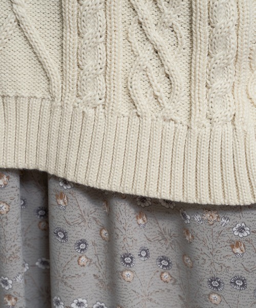 natural couture(ナチュラルクチュール)の「【WEB限定】ケーブルベスト×プチハイワンピースセット(ワンピース・レディース・オフホワイト/ブラック/モカ/ベージュ/サックスブルー・FREE)」の10枚目の写真