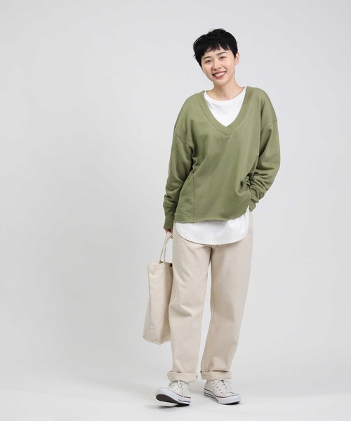 Right-on（ライトオン）の「【HONEYSUCKLE ROSE】Ｖネックプルオーバー（スウェット・レディース・ブラック/グリーン/ライトグレー・L/M）」の8枚目の写真