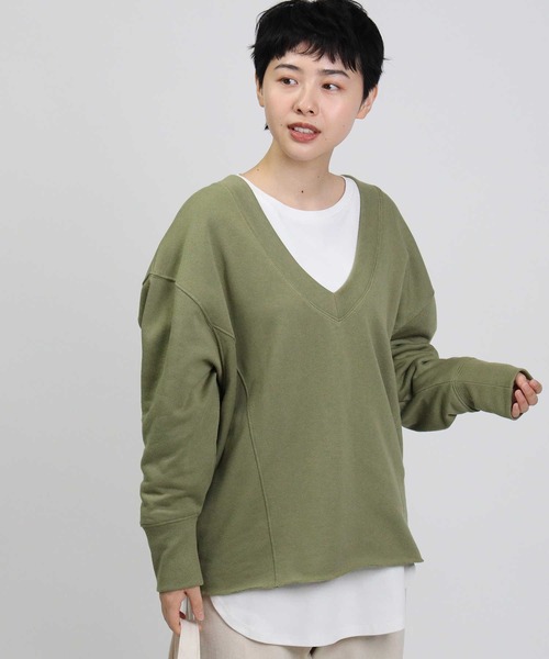 Right-on（ライトオン）の「【HONEYSUCKLE ROSE】Ｖネックプルオーバー（スウェット・レディース・ブラック/グリーン/ライトグレー・L/M）」の10枚目の写真