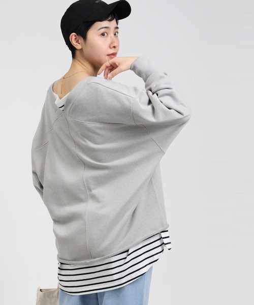 Right-on（ライトオン）の「【HONEYSUCKLE ROSE】Ｖネックプルオーバー（スウェット・レディース・ブラック/グリーン/ライトグレー・L/M）」の12枚目の写真