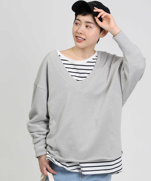 Right-on（ライトオン）の「【HONEYSUCKLE ROSE】Ｖネックプルオーバー（スウェット・レディース・ブラック/グリーン/ライトグレー・L/M）」の13枚目の写真