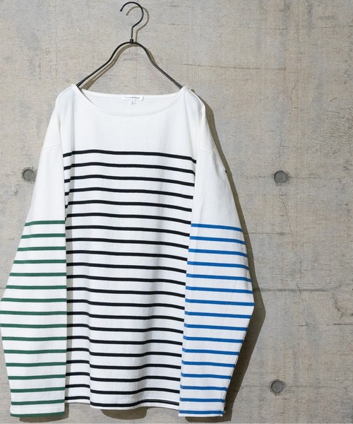 JOHN'S CLOSET(ジョンズクローゼット)の「【13】ヘビーウェイトパネル切り替えボーダーロンT(Tシャツ/カットソー・メンズ・グリーン/レッド/その他2/その他/ブルー/ブラック・LARGE/MEDIUM)」の1枚目の写真