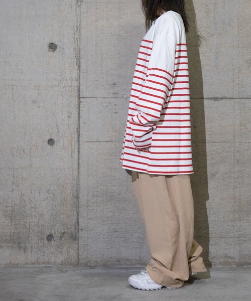 JOHN'S CLOSET(ジョンズクローゼット)の「【13】ヘビーウェイトパネル切り替えボーダーロンT(Tシャツ/カットソー・メンズ・グリーン/レッド/その他2/その他/ブルー/ブラック・LARGE/MEDIUM)」の7枚目の写真