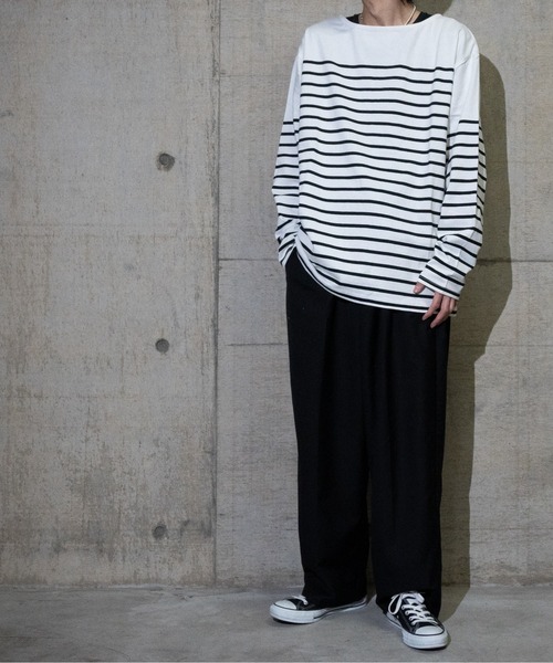 JOHN'S CLOSET(ジョンズクローゼット)の「【13】ヘビーウェイトパネル切り替えボーダーロンT(Tシャツ/カットソー・メンズ・グリーン/レッド/その他2/その他/ブルー/ブラック・LARGE/MEDIUM)」の11枚目の写真