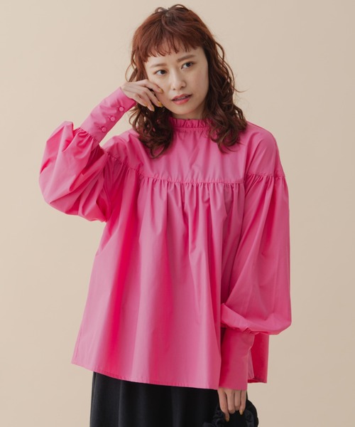 MERLOT(メルロー)の「ロングカフスブラウス(シャツ/ブラウス・レディース・ブラック/ピンク/グリーン・FREE)」の3枚目の写真