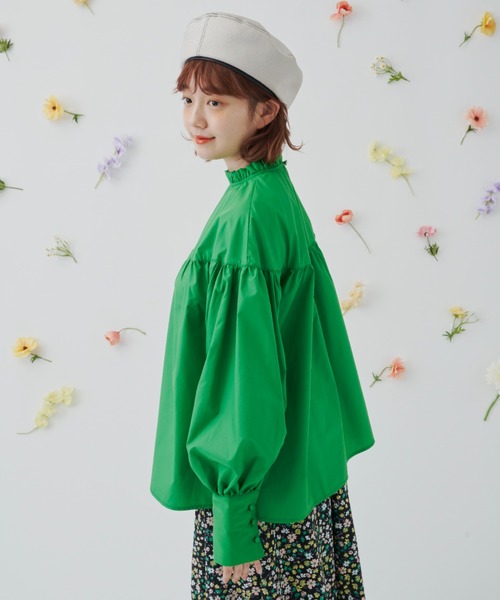 MERLOT(メルロー)の「ロングカフスブラウス(シャツ/ブラウス・レディース・ブラック/ピンク/グリーン・FREE)」の9枚目の写真