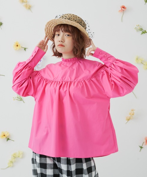 MERLOT(メルロー)の「ロングカフスブラウス(シャツ/ブラウス・レディース・ブラック/ピンク/グリーン・FREE)」の10枚目の写真