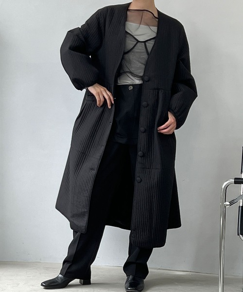 chuclla（チュクラ）の「Aライン Vネックキルティングロングコート