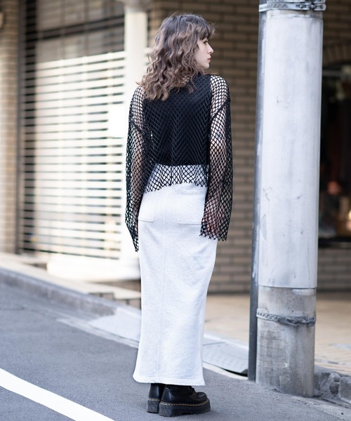 X-girl（エックスガール）の「MESH CROPPED TOP（Tシャツ