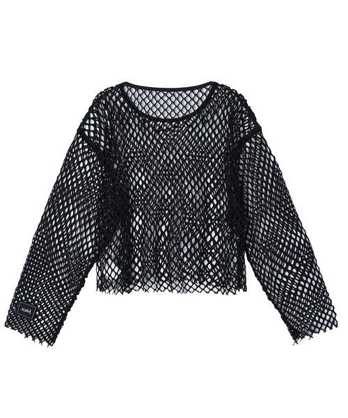 X-girl（エックスガール）の「MESH CROPPED TOP（Tシャツ