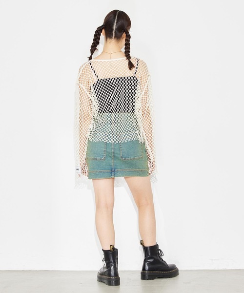 X-girl（エックスガール）の「MESH CROPPED TOP（Tシャツ/カットソー・レディース・ホワイト/ブラック/グリーン・ONE SIZE）」の21枚目の写真